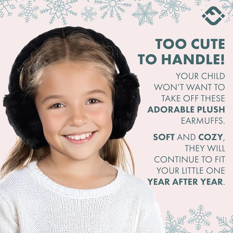 Funky Junque Winter Ear Muffs for Kids Girl Boy Fuzzy Cozy Warm Earmuffs Adjustable Cold Weather Ear Warmer Ages 4-12 - Image 5